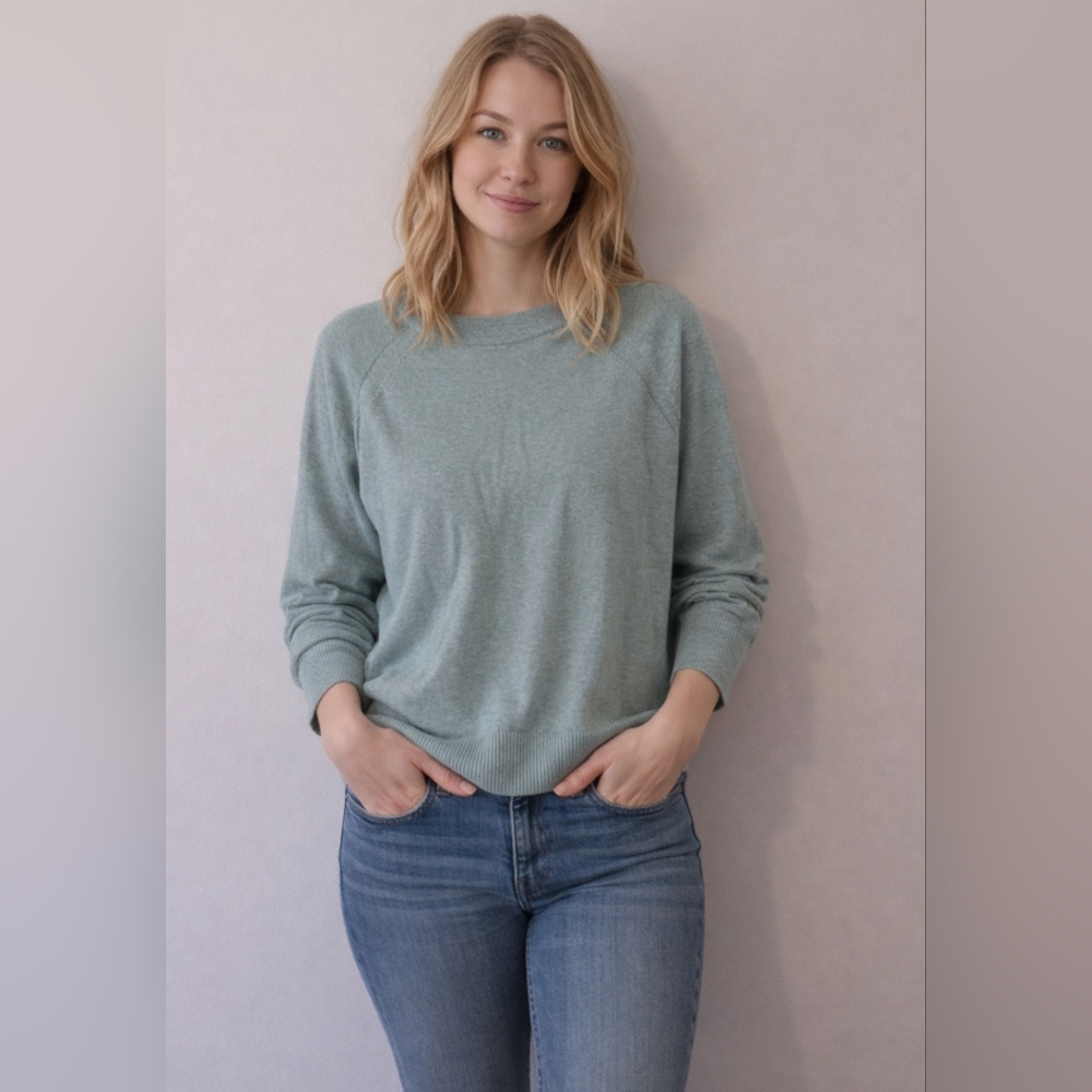 A New Day Mint Green Long Sleeve Crewneck Sweater Large